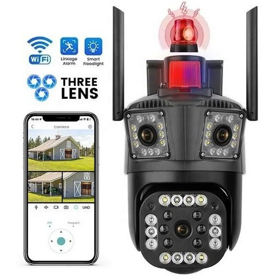 دوربین سیمکارتی 3 لنز V380 سفید مشکی